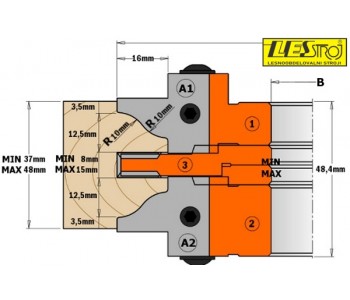 Profile and counter profile cutter head to make doors and furniture CMT 694.015 thickness 37-48 mm