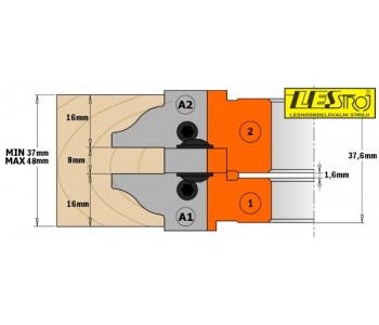 Glava za glodanje za izradu unutarnjih vrata CMT 694.015 debljine 37 - 48 mm