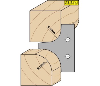 Multiradius roundover cutter head CMT 694.004 R15/R20 D132 mm
