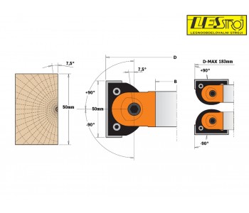 Professional adjustable chamfer cutter heads with gear box CMT 694.017 +90/-90°