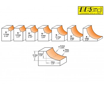 Cove bits for processing edges with bearing - internal radius