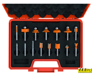 Bit set for router 900.001.00, 15-piece