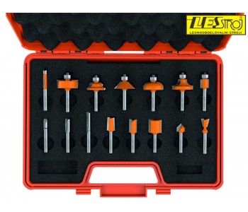 Bit set for router 900.001.00, 15-piece