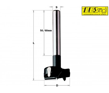 Boring bits with parallel shank CMT 512 HW for WOOD and wood based material (14-70 mm)