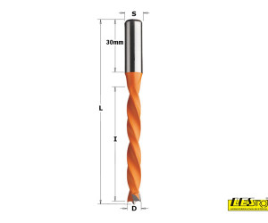 4 flute dowel drill bits HW 372 - cutting length 65 mm, total length 105 mm