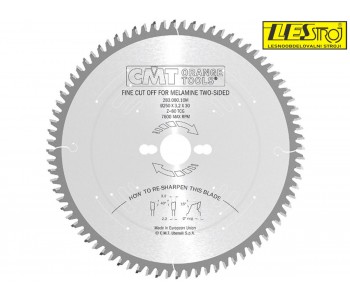 Fine cut-off saw blades with negative rake teeth to cut laminated panels - two-sided melamine