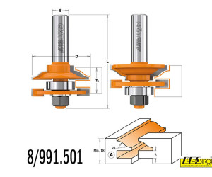 Rail and stile router bit set 991.501/502/503