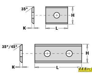 Interchangeable HW blades with two cutting edges and two internal boreholes CMT 790