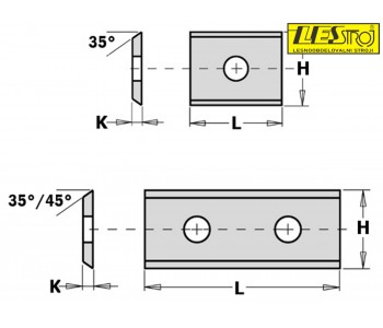 Interchangeable HW blades with two cutting edges and two internal boreholes CMT 790