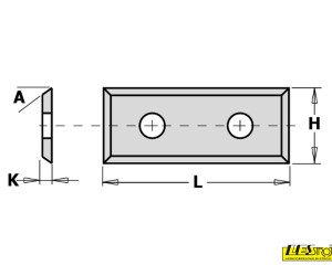 Rectangular interchangeable HW blades with four blades and two boreholes 790 CMT