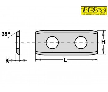 Interchangeable HW blades with rounded edges and two internal boreholes 790 CMT