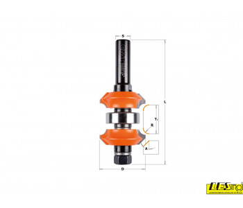 Adjustable double roundover router bit with a bearing