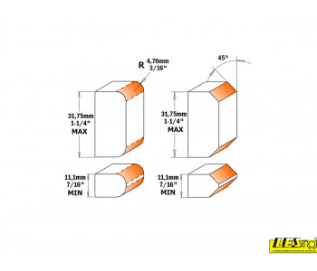 Adjustable double roundover router bit with a bearing