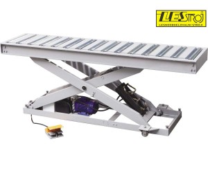 Hydraulic lifting table with transport rollers